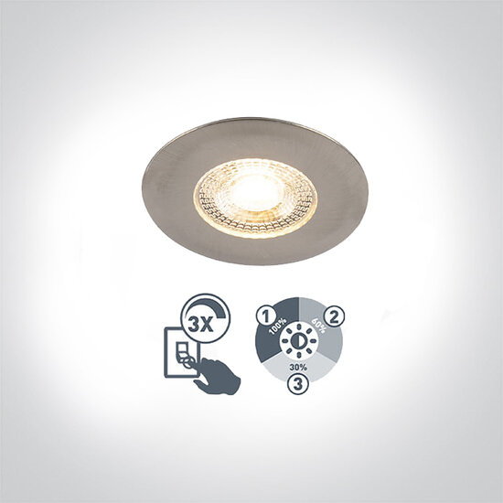 Inbouw spot vast - incl. 3-staps LED dimbaar - IP44 - kleur Zilver