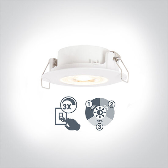 Inbouw spot vast - incl. 3-staps LED dimbaar - IP44 - kleur Wit