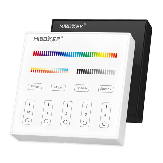 Milight/Miboxer 4-zone RGBWW afstandsbediening paneel touch op batterij-zwart