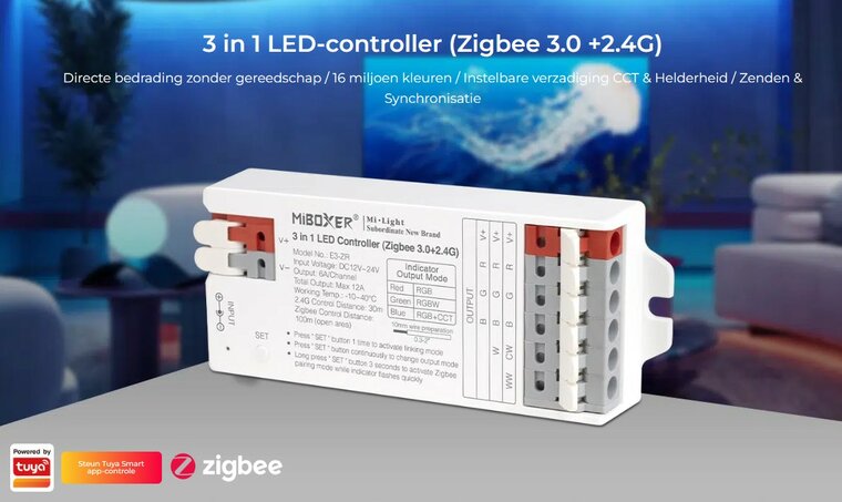 Miboxer 3 in 1 Ledstrip controller-Zigbee 3.0 + RF2.4GHz - RGB+RGBW+RGBWW