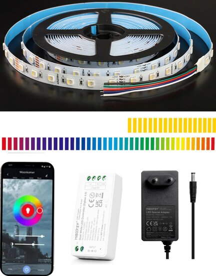 Miboxer 5 meter complete set RGBW led strip met Zigbee controller - Adapter