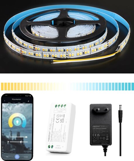 Miboxer 5 meter set Dual White led strip met Zigbee controller en Adapter