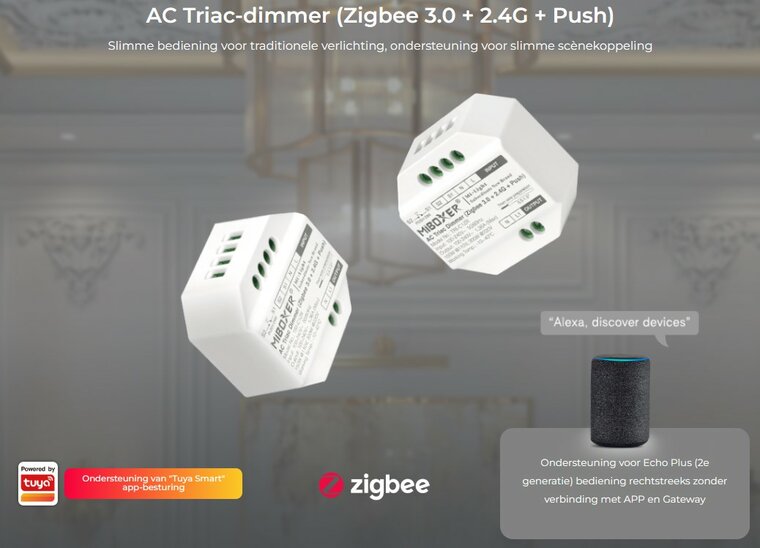 Miboxer - AC Triac dimmer voor traditionele verlichting - Zigbee 3.0