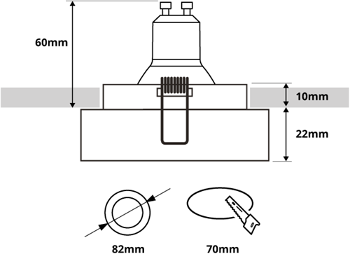 ATIV - inbouwspot - rond &oslash;82mm - vast - voor binnen - GU10 fitting - zwart