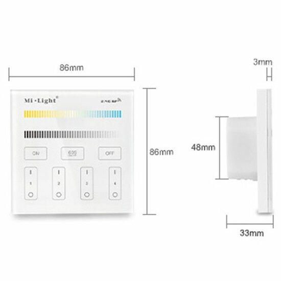 Miboxer 4-zone Dual White wandpaneel touch 230V met controller