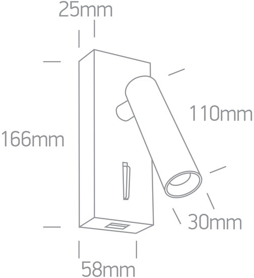 Bed wand lamp - 3W COB led - USB aansluiting - compleet met driver