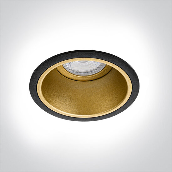 MID - inbouwspot verdiept - rond 90mm - vast - voor binnen - GU10 fitting - zwart - goud