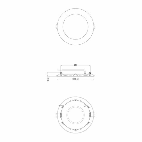 LED downlighter Slim V2.0 IP44 12W 170mm 3000K 