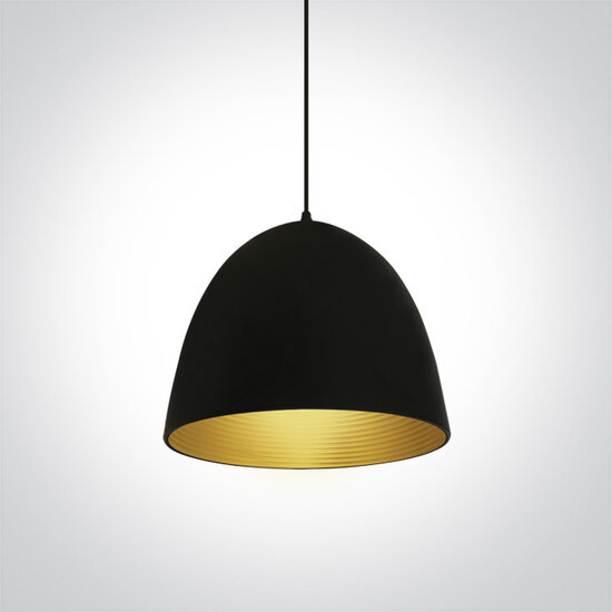 Retro hanglamp rond 300mm Aluminium zwart met goud E27 