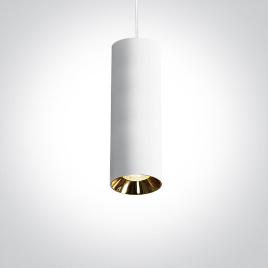 Cilinder Pendants-240 mm-kleur: wit - kleur: reflector na keuze.