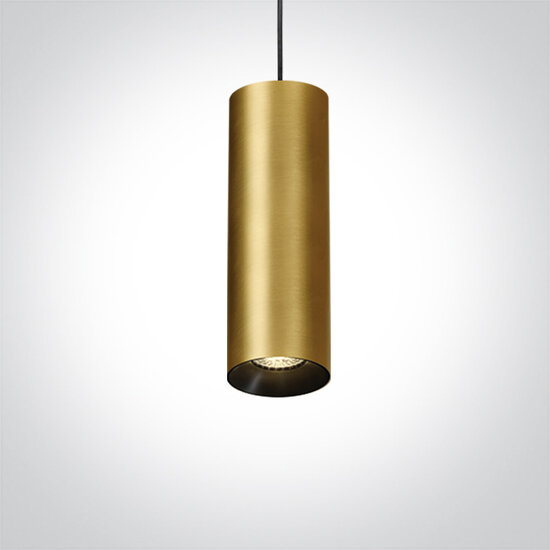 Cilinder Pendants-240 mm-kleur: geborsteld messing - kleur: reflector na keuze.