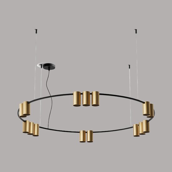 Ring Hanglamp 15x7Watt - GU10 - Geborsteld Messing