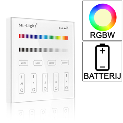 Miboxer/Milight 4-zone RGB/RGBW afstandsbediening paneel touch op batterij