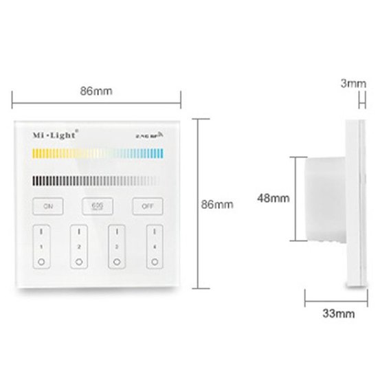 Milight 4-zone Dual White afstandsbediening paneel touch stroom