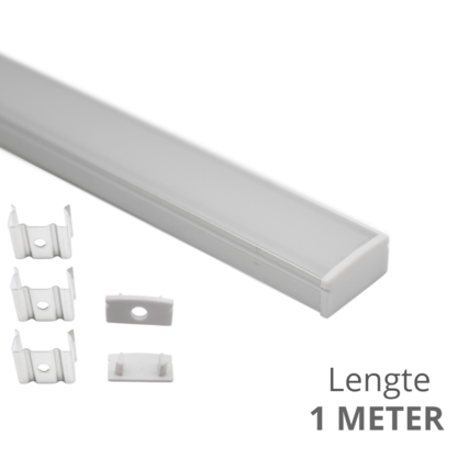 Aluminium ledstrip profiel opbouw 1M - 8 mm hoog - compleet met afdekkap