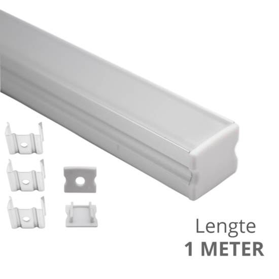 Led strip profiel opbouw Hoog model - compleet met afdekkap 1 meter - 15 mm hoog