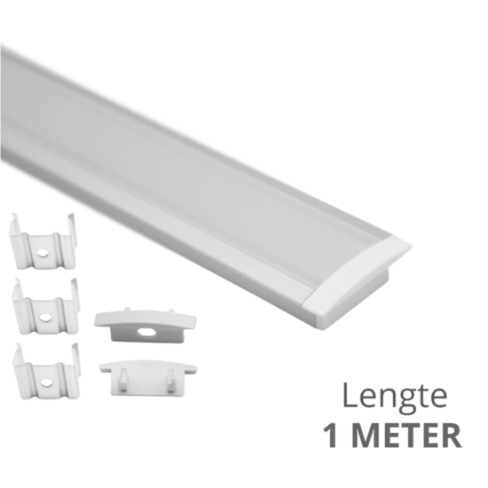 Led strip profiel inbouw Laag model - compleet inclusief afdekkap - 1 meter - 7 mm hoog