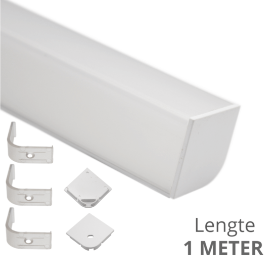 Ledstrip profiel hoek Breed recht model compleet met afdekkap 1 meter