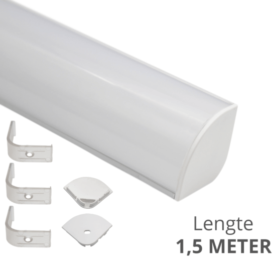 Ledstrip profiel hoek Breed rond model compleet inclusief afdekkap 1,5 meter