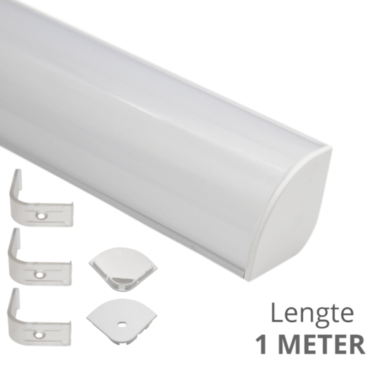 Ledstrip profiel hoek Breed rond model compleet inclusief afdekkap 1 meter