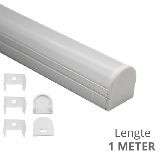 Ledstrip profiel opbouw Breed model - compleet inclusief ronde afdekkap 1 meter