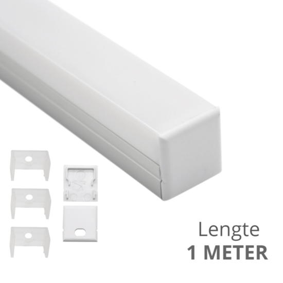 Ledstrip profiel opbouw Breed model - compleet inclusief rechte afdekkap 1 meter