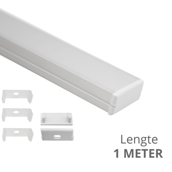 Ledstrip profiel opbouw breed laag model - compleet inclusief afdekkap 1 meter