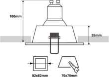 FENNA-vaste inbouwspot vierkant - verzonken lampzitting - IP20 GU10 - Wit