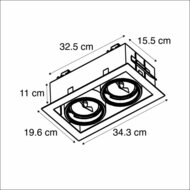 Afmeting dubbele LED spot verstelbaar