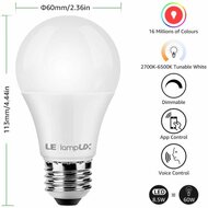 Lampux RGB+WW wifi lamp, E27, 8.5W, 806Lm