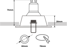 NETO - inbouwspot verdiept - rond &oslash;82mm - vast - voor binnen - GU10 fitting - zwart