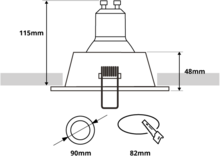 MID - inbouwspot verdiept - rond 90mm - vast - voor binnen - GU10 fitting - zwart