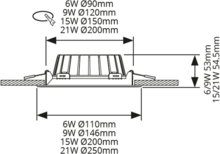 LED downlighter Essence G2 6W 3000-6000K 3-CCT &Oslash;110mm IP54 Wit