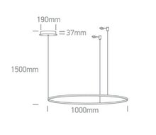 Ring Hanglamp-enkel - 1000mm - 48W - LED built in - Zwart - Dimbaar