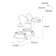 Tieso-Inbouwspot dubbel - 35 mm - instelbaar - GU10 - Zwart