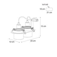 Tieso-Inbouwspot 2 lichts - 70 mm - instelbaar - GU10 - Zwart