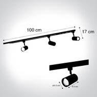 Railsysteem complete set met 3 spot  1-fase zwart