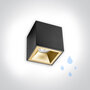 BADA Ceiling spotlight surface-mounted square - IP65 - GU10 - Black - reflector - Gold
