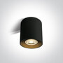 Plafond spot opbouw cilinder - vast- IP20 - GU10 - Zwart-Brons/Goud reflector