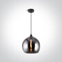 Glazen hanglamp ø300mm - hoogte 270mm - Dark Chrome - E27 fitting