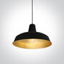 Retro hanglamp rond 400mm Aluminium zwart met goud E27 