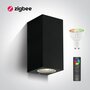 Zigbee - Up/down wandlamp ZWART IP65 - 2x LED RGBWW-Aluminium
