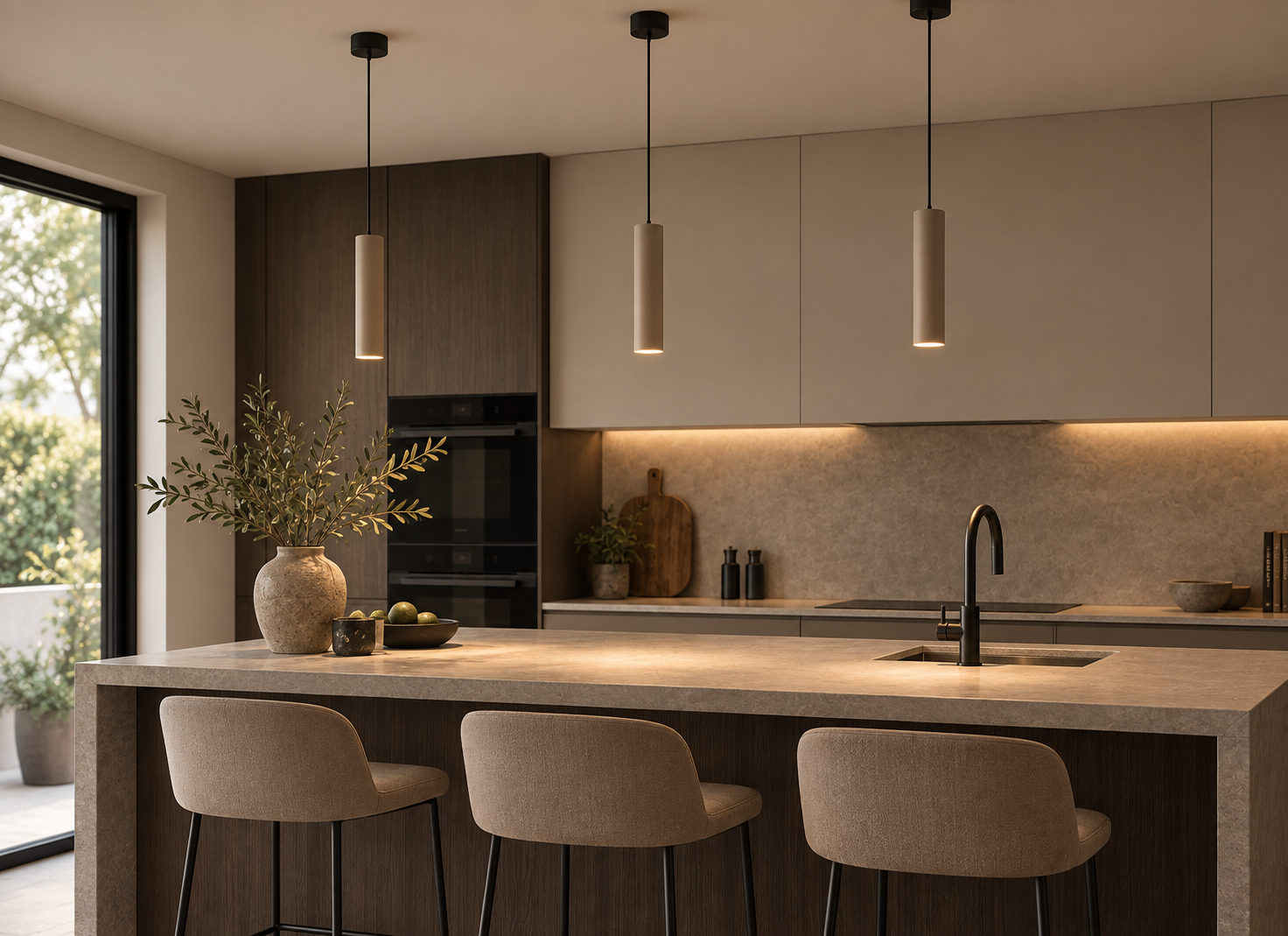 Moderne keuken met sfeervolle verlichting