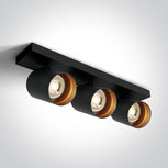 Drie voudige led spot -3L - kleur zwart - messing kleur binnenkant - GU10 Drie voudige led spot -3L - kleur zwart - messing kleur binnenkant - GU10
