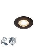 Inbouw spot vast - incl. 3-staps LED dimbaar - IP44 - kleur Zwart Inbouw spot vast - incl. 3-staps LED dimbaar - IP44 - kleur Zwart