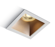 Inbouw spot behuizing vierkant - IP20 GU10 - Wit - Reflector Messing Inbouw spot behuizing vierkant - IP20 GU10 - Wit - Reflector Messing