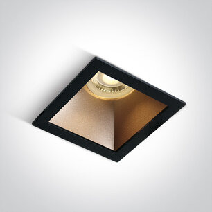 Inbouw spot vierkant - IP20 GU10 -50W- Zwart - Reflector Messing Inbouw spot vierkant - IP20 GU10 -50W- Zwart - Reflector Messing