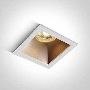 Inbouw spot vierkant - IP20 GU10 - Wit - Reflector Messing Inbouw spot vierkant - IP20 GU10 - Wit - Reflector Messing