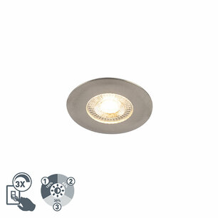 Inbouw spot vast - incl. 3-staps LED dimbaar - IP44 - kleur Zilver Inbouw spot vast - incl. 3-staps LED dimbaar - IP44 - kleur Zilver