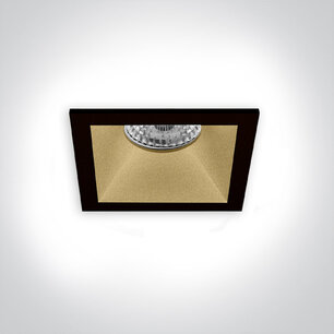 Fenna - inbouwspot verdiept - vierkant 82x82mm - vast - voor binnen gebruik - GU10 fitting - zwart / brons Fenna - inbouwspot verdiept - vierkant 82x82mm - vast - voor binnen gebruik - GU10 fitting - zwart / brons